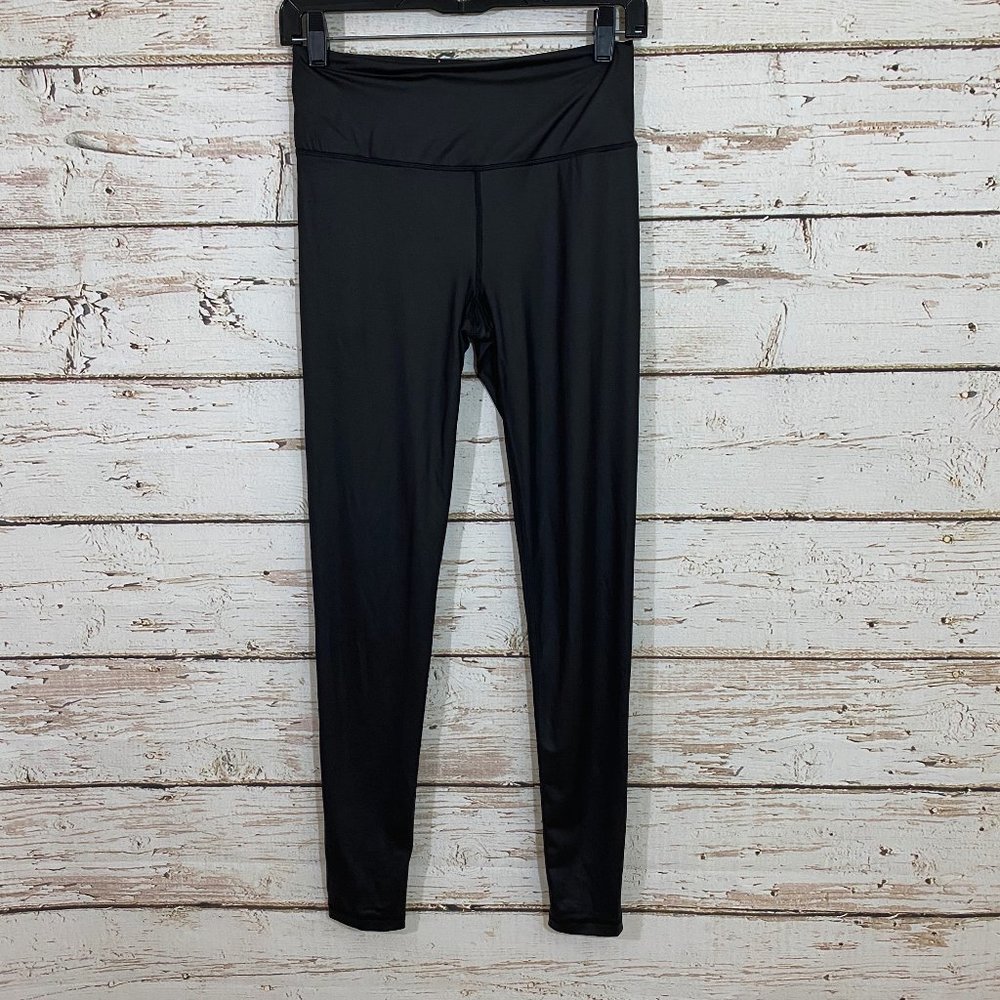vsx black coated shiny long leggings